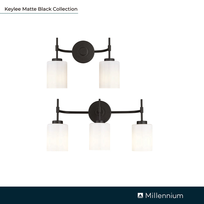 22'' Keylee Matte Black 3 Light Bath Vanity