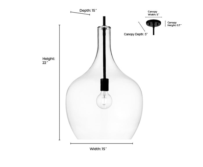 22'' Lamara Matte Black 1 Light Pendant