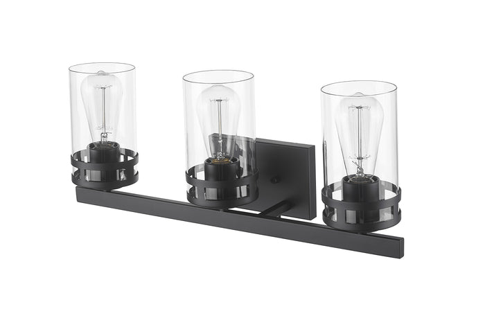 22'' Lunden Matte Black 3 Light Bath Vanity