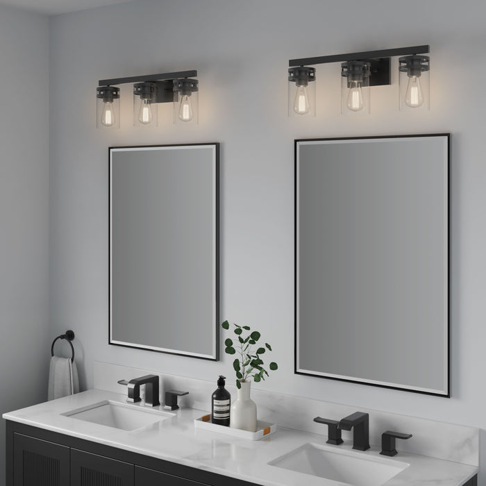 22'' Lunden Matte Black 3 Light Bath Vanity