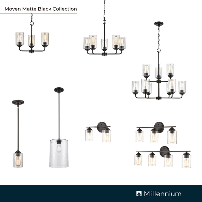 22'' Moven Matte Black 3 Light Bath Vanity