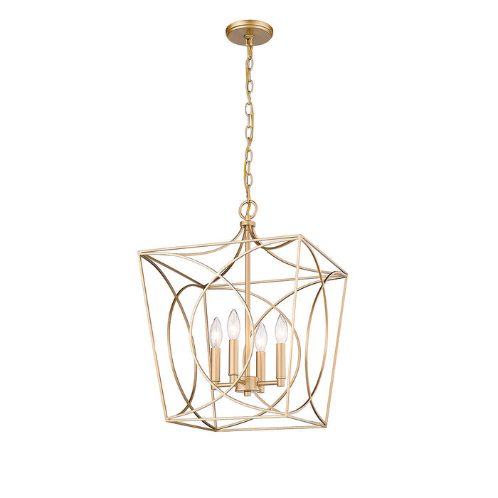 22'' Tracy Painted Modern Gold 4 Light Pendant