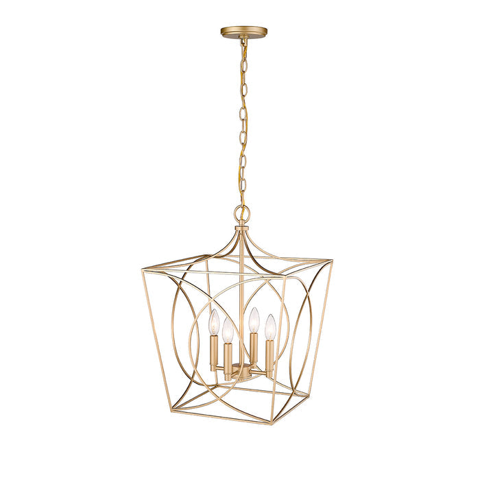 22'' Tracy Painted Modern Gold 4 Light Pendant