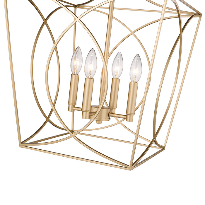 22'' Tracy Painted Modern Gold 4 Light Pendant