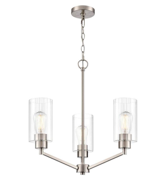 22.25'' Beverlly Brushed Nickel 3 Light Chandelier