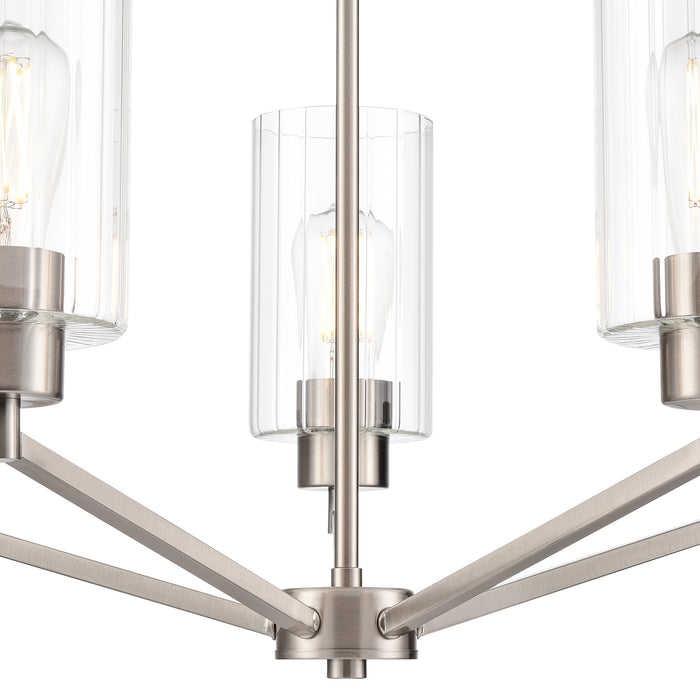 22.25'' Beverlly Brushed Nickel 5 Light Chandelier