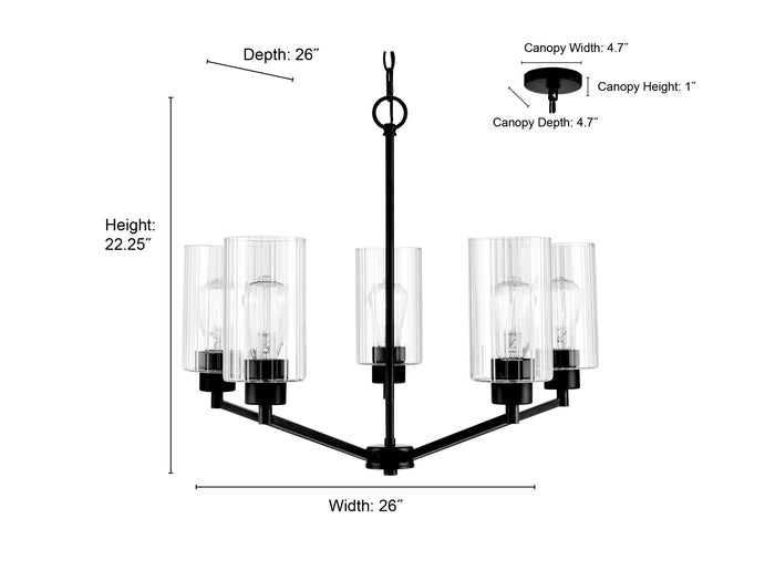 22.25'' Beverlly Brushed Nickel 5 Light Chandelier