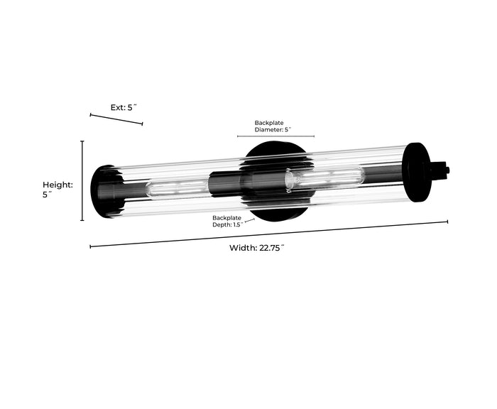 22.75'' Cylora Matte Black 2 Vanity Light