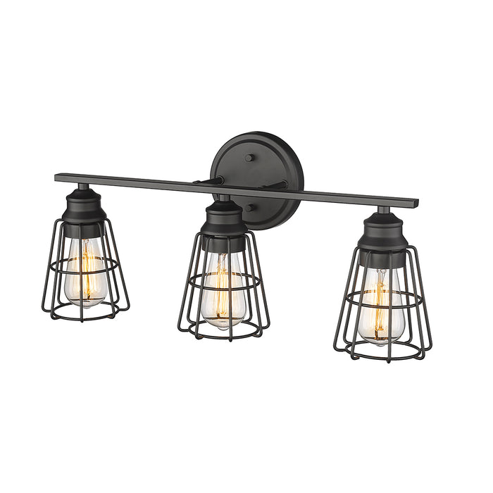 22.88''  Matte Black 3 Light Bath Vanity