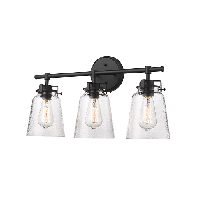 22.9'' Amberose Matte Black 3 Light Bath Vanity