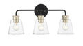 23'' Cameron Matte Black/Modern Gold 3 Light Bath Vanity