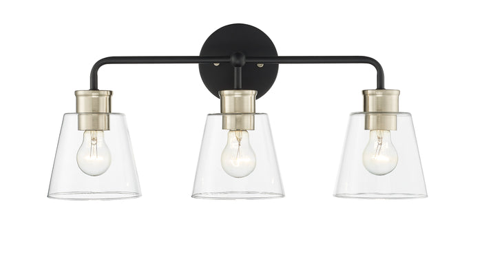 23'' Cameron Matte Black/Modern Gold 3 Light Bath Vanity