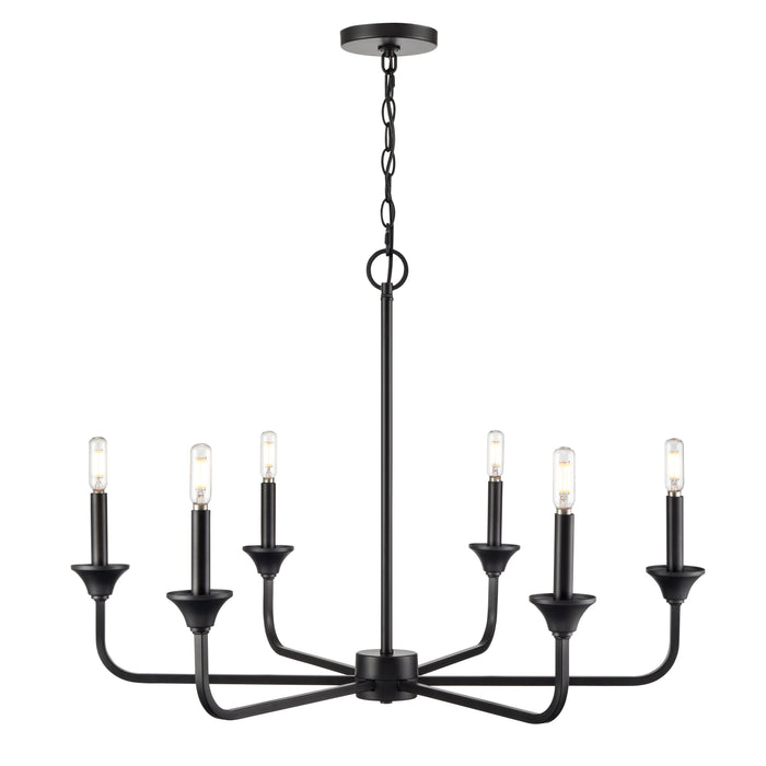 23'' Herring Matte Black 6 Light Chandelier