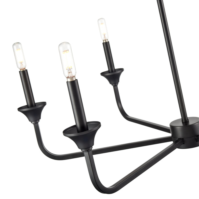 23'' Herring Matte Black 6 Light Chandelier
