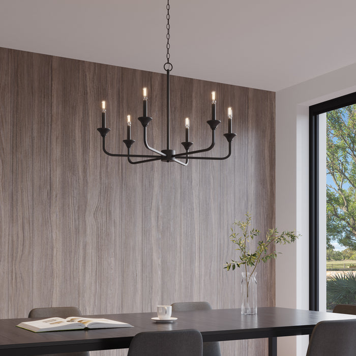 23'' Herring Matte Black 6 Light Chandelier