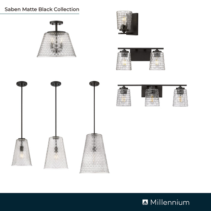 23'' Saben Matte Black 3 Light Bath Vanity