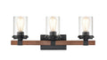 23'' Taos Matte Black/Wood Grain 3 Light Bath Vanity