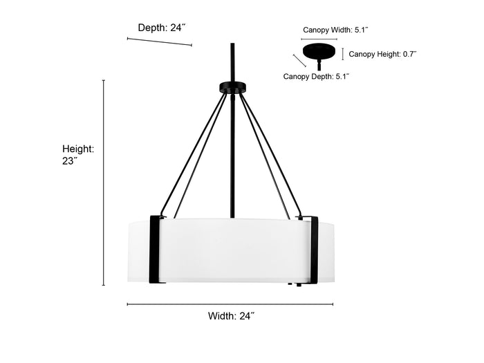 23'' Telfar Matte Black/White 3 Light Pendant