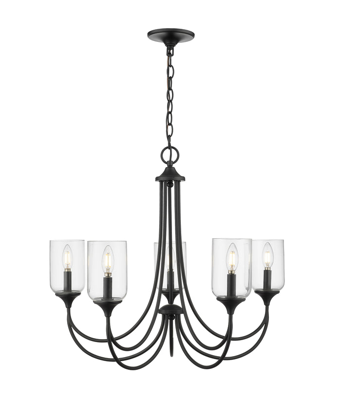 23'' Waddingham Matte Black 5 Light Chandelier