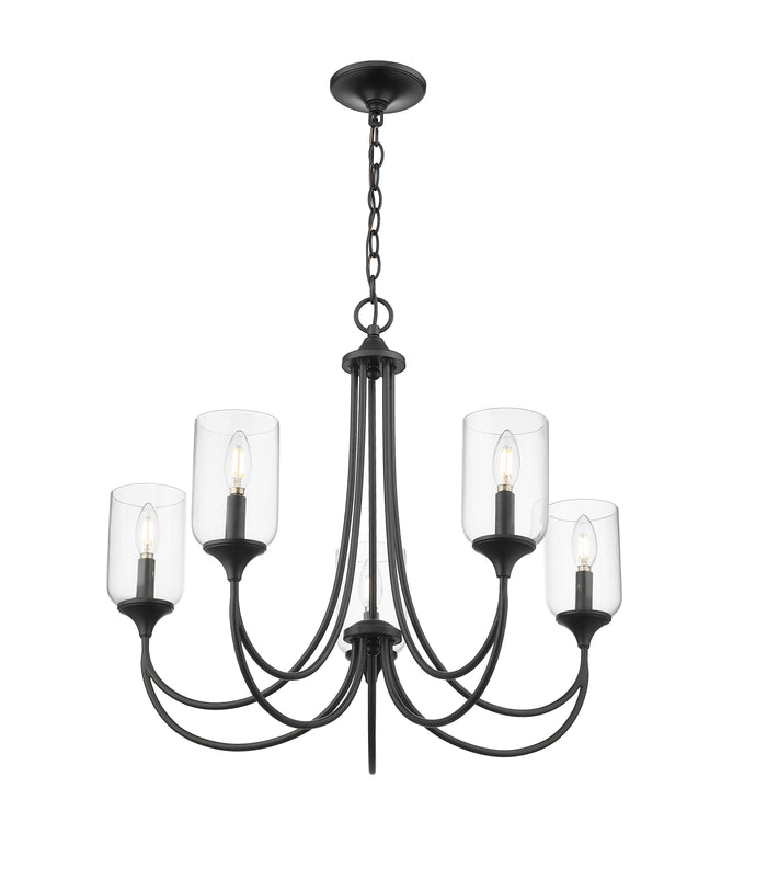 23'' Waddingham Matte Black 5 Light Chandelier