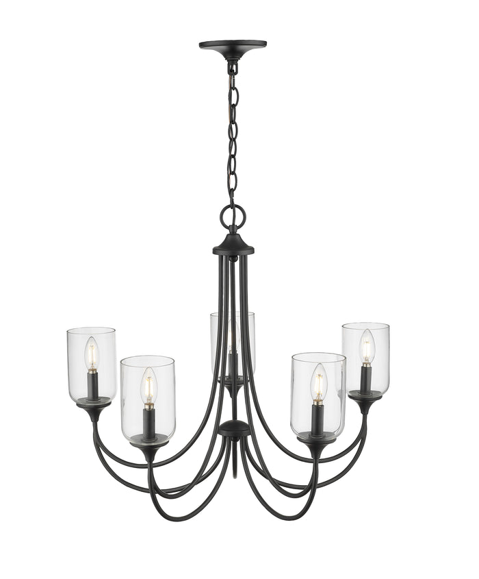 23'' Waddingham Matte Black 5 Light Chandelier