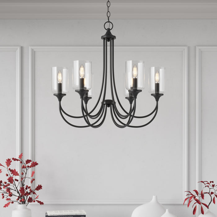 23'' Waddingham Matte Black 5 Light Chandelier