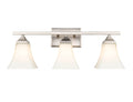 23.25-inch Brushed Nickel 3-Light Etched White Glass Bell Bathroom Vanity Light