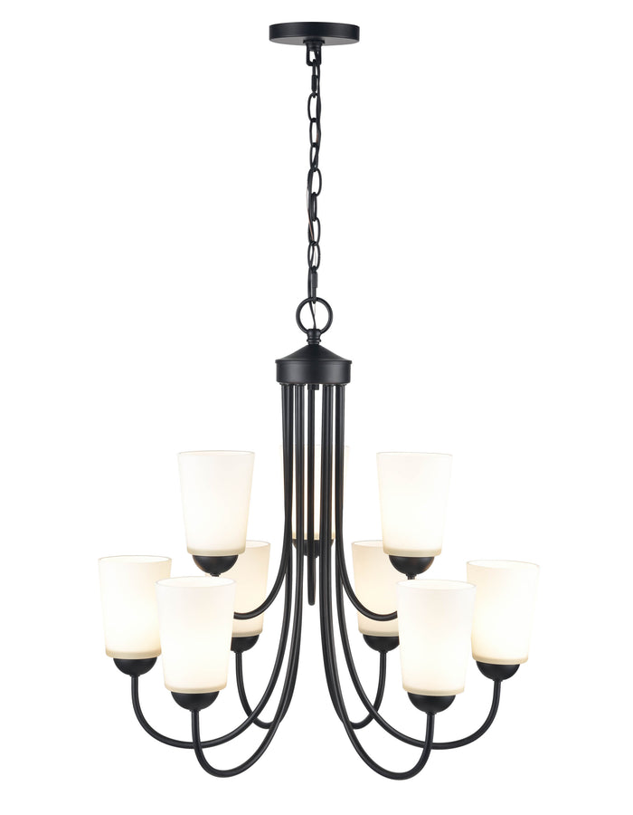 23.25'' Ivey Lake Matte Black 9 Light Chandelier