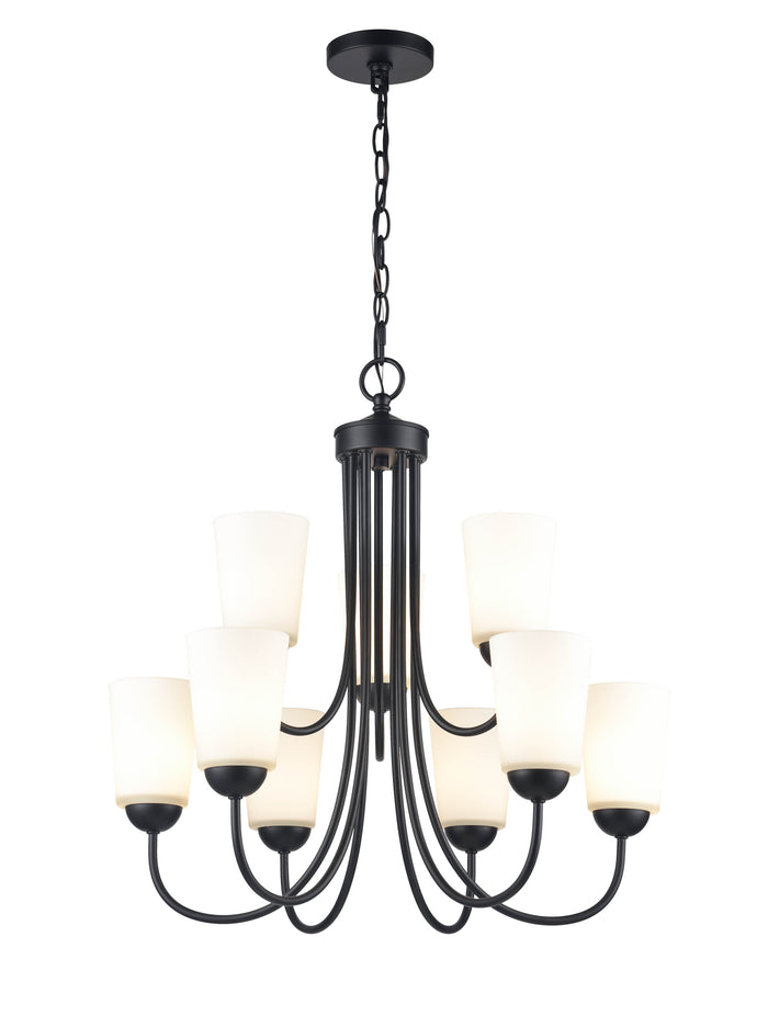 23.25'' Ivey Lake Matte Black 9 Light Chandelier