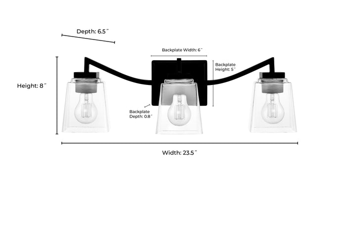 23.5'' Avenna Matte Black 3 Light Bath Vanity