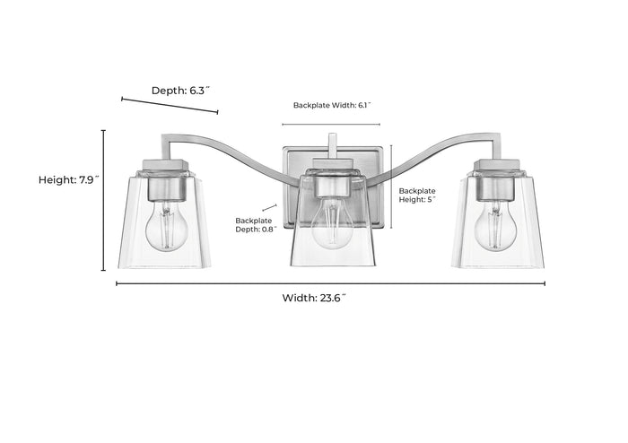 23.5'' Avenna Polished Nickel 3 Light Bath Vanity
