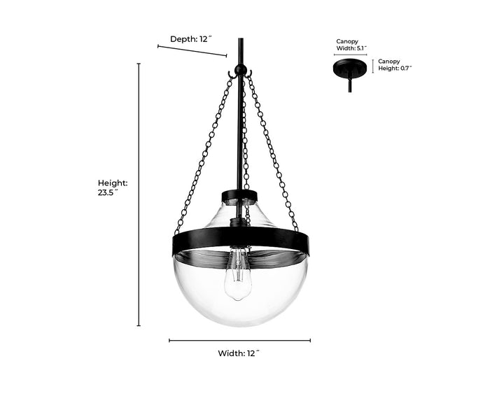 23.5'' Clarra Matte Black 1 Light Pendant