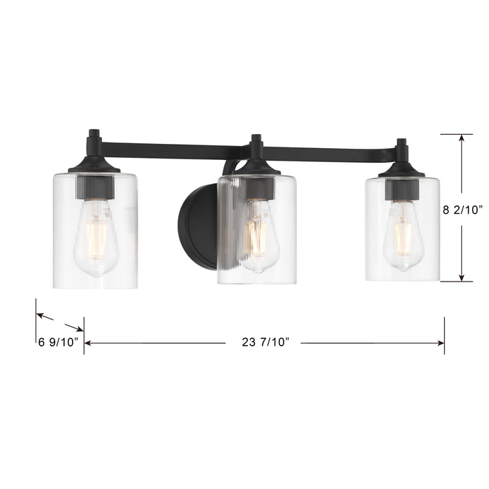 23.75'' Ryehouse Matte Black 3 Light Bath Vanity