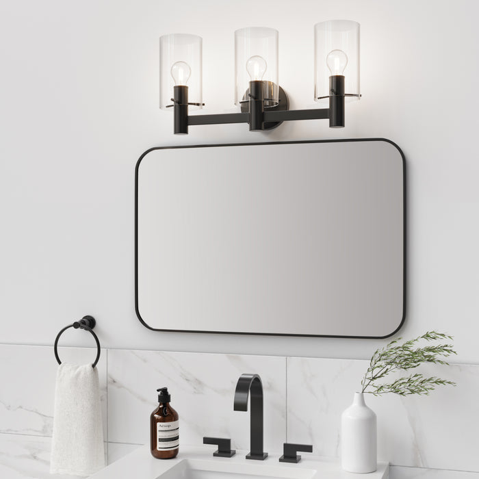 24'' Apolla Matte Black 3 Light Bath Vanity
