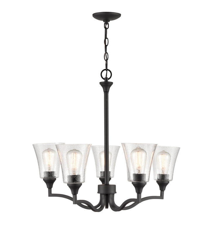 24'' Caily Matte Black 5 Light Chandelier