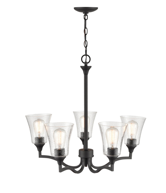 24'' Caily Matte Black 5 Light Chandelier