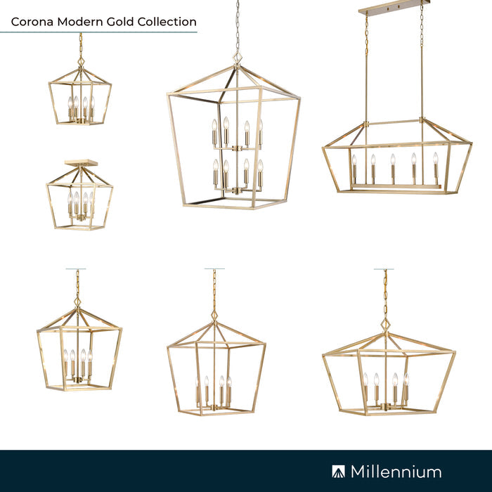 24'' Corona Modern Gold 4 Light Pendant