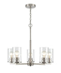 24-inch Verlana Brushed Nickel 5-Light Clear Glass Chandelier