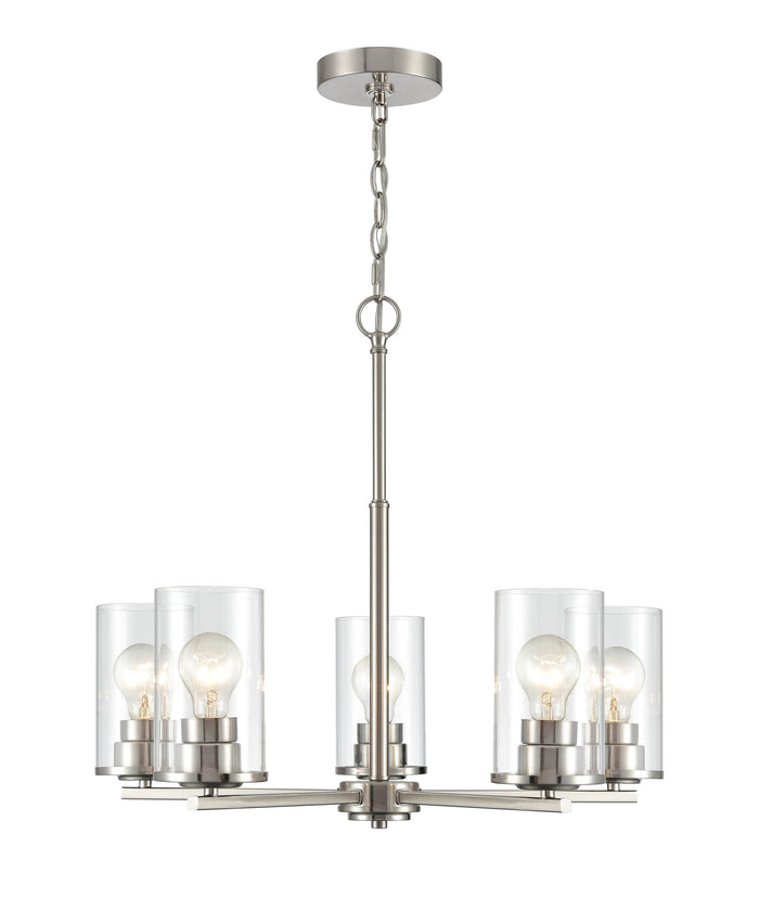 24-inch Verlana Brushed Nickel 5-Light Clear Glass Chandelier