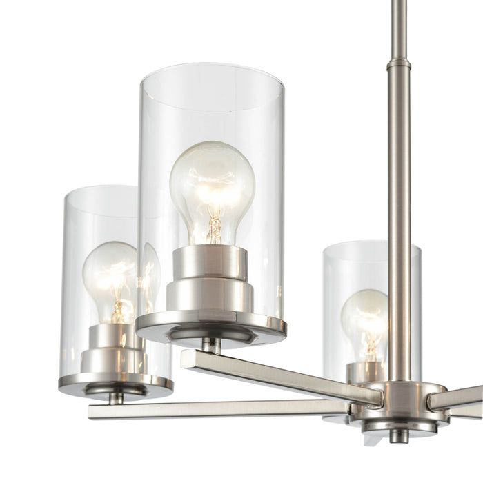24-inch Verlana Brushed Nickel 5-Light Clear Glass Chandelier