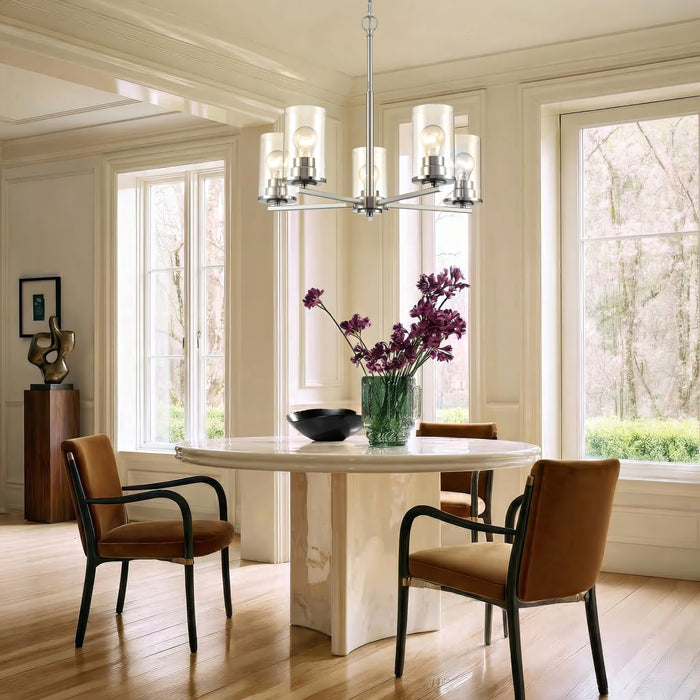 24-inch Verlana Brushed Nickel 5-Light Clear Glass Chandelier