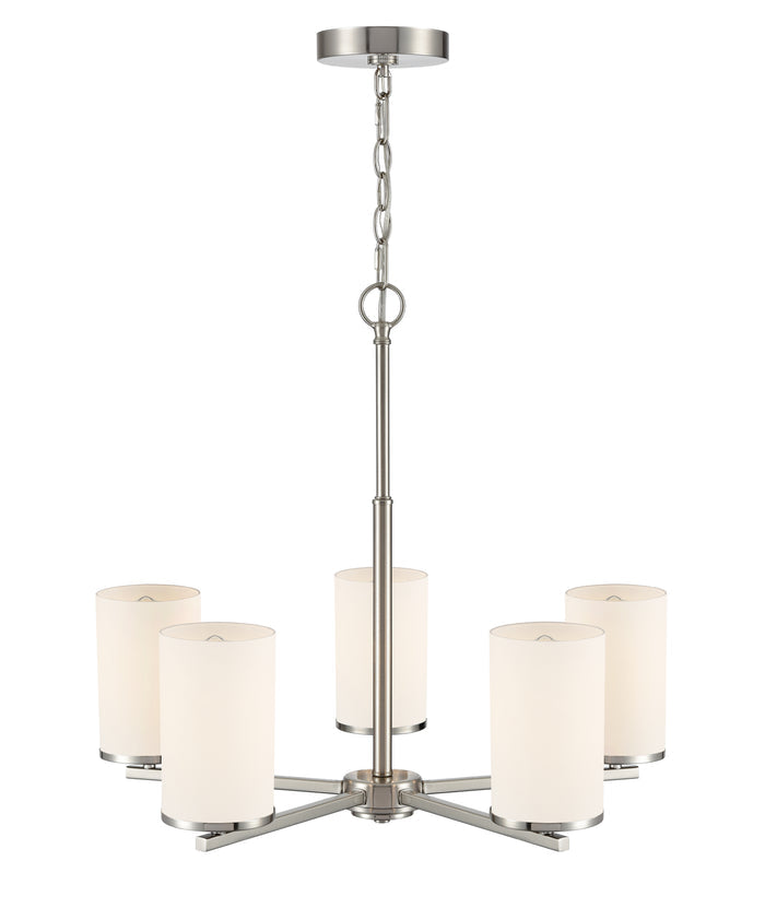 24-inch Verlana Brushed Nickel 5-Light Etched White Glass Chandelier