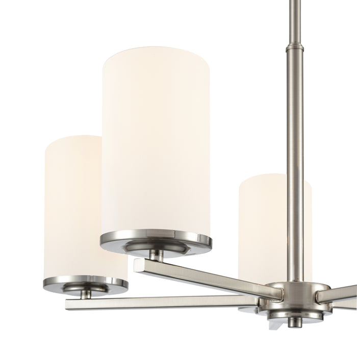 24-inch Verlana Brushed Nickel 5-Light Etched White Glass Chandelier