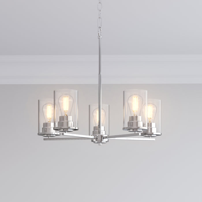 24-inch Verlana Chrome 5-Light Clear Glass Chandelier