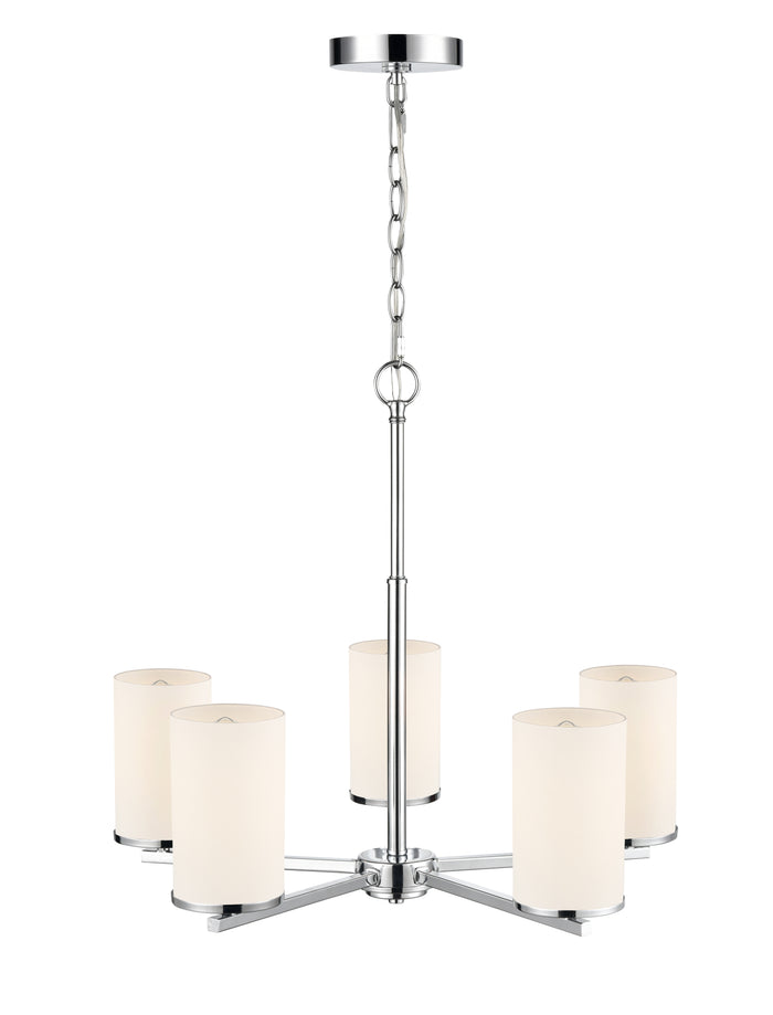 24-inch Verlana Chrome 5-Light Etched White Glass Chandelier