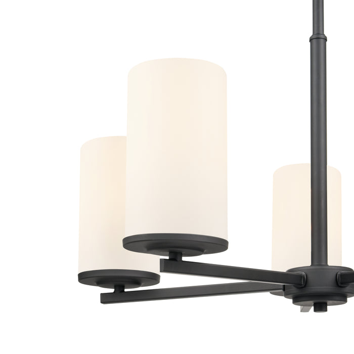 24-inch Verlana Matte Black 5-Light Etched White Glass Chandelier