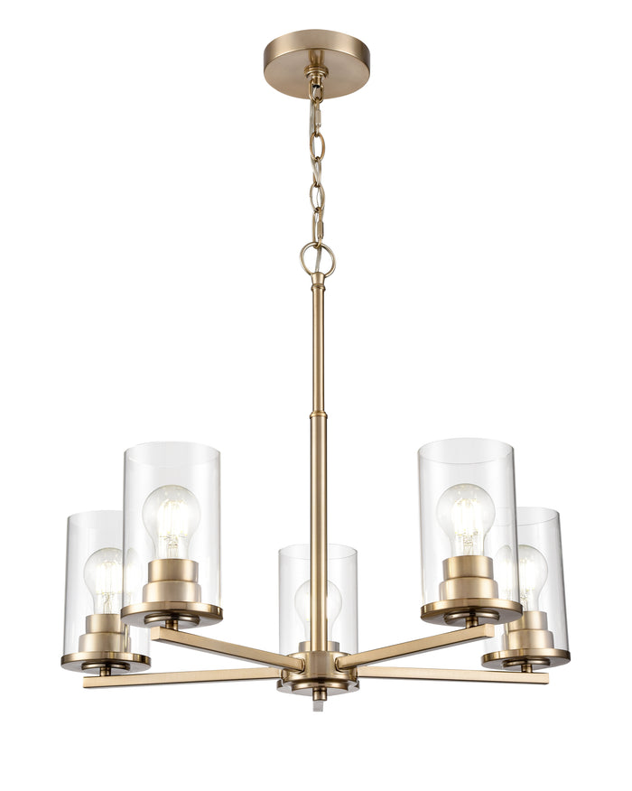 24-inch Verlana Modern Gold 5-Light Clear Glass Chandelier