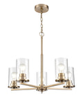 24-inch Verlana Modern Gold 5-Light Clear Glass Chandelier