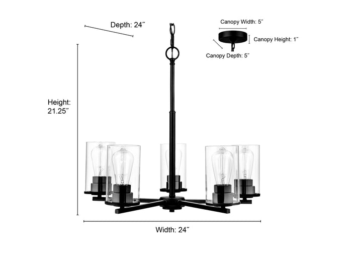 24-inch Verlana Modern Gold 5-Light Clear Glass Chandelier