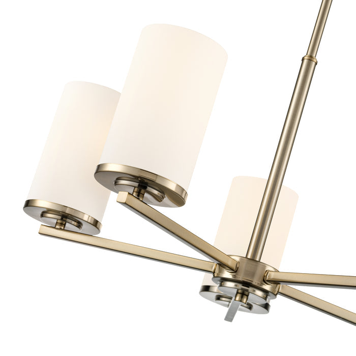 24-inch Verlana Modern Gold 5-Light Etched White Glass Chandelier